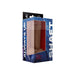 Shaft Model C 7.5-inch dual density silicone dildo in oak color with balls and suction cup in blue and black packaging.