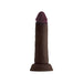 6.5-inch realistic liquid silicone dildo in dark brown with suction cup base and detailed texture.