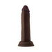 Realistic 6.5-inch brown silicone dildo with suction cup base, designed for deeper penetration and harness compatibility.