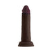 Realistic dark brown silicone dildo with suction cup base and detailed texture, 6.5 inches long.