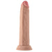 Realistic flesh-toned silicone dildo with detailed texture and suction cup base for hands-free use.