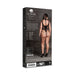 Packaging of Shots Le Desir Shade Cyllene XL black bodysuit showing back view of model wearing the turtleneck lingerie with mesh and cutout details.