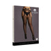 Packaging of Shots Le Desir black suspender-style fishnet pantyhose with strappy waist and open cut-out design.
