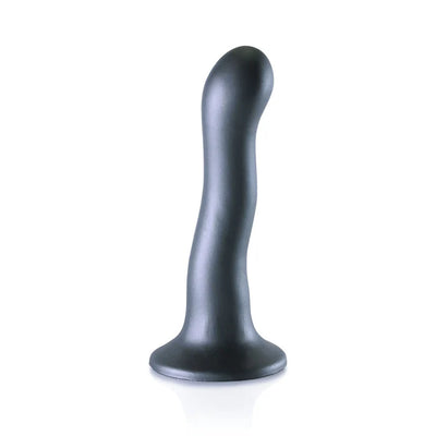 Black 7-inch curved G-spot dildo made of ultra-soft silicone with a strong suction cup base.