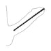 Black silicone spiral urethral sounding plug shown with simple line illustration of insertion angle.