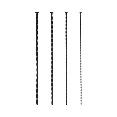Set of four black silicone spiral urethral sounding plugs in varying diameters for beginner use.