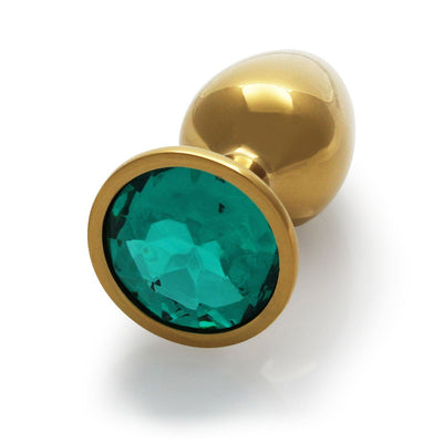 Shots Ouch! Round Gem Butt Plug Small Gold/emerald Green - SexToy.com