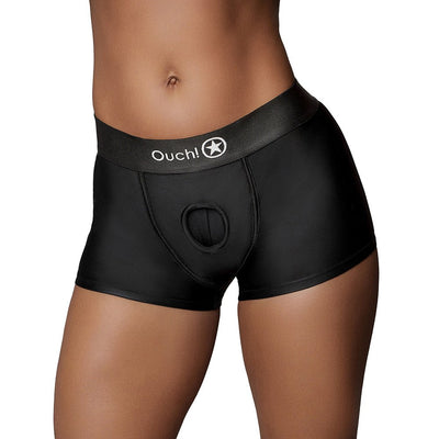 Shots Ouch Vibrating Strap On Boxer - Black