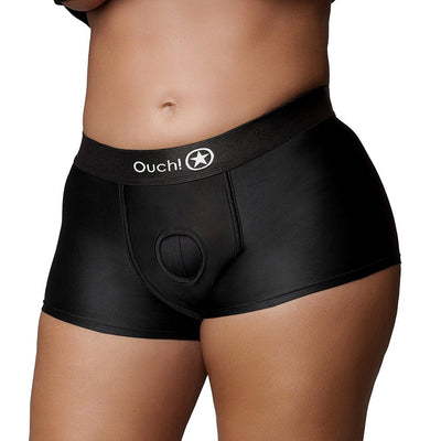 Shots Ouch Vibrating Strap On Boxer - Black
