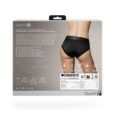 Shots Ouch Vibrating Strap On High - cut Brief - Black Xs/s - SexToy.com