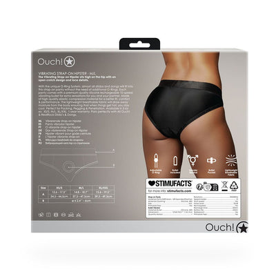Shots Ouch Vibrating Strap On Hipster - Black