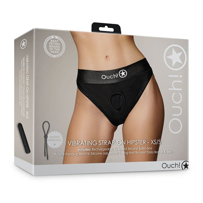 Shots Ouch Vibrating Strap On Hipster - Black Xs/s - SexToy.com