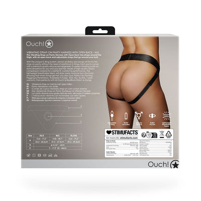 Shots Ouch Vibrating Strap On Panty Harness W/open Back - Black