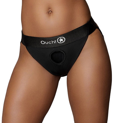 Shots Ouch Vibrating Strap On Panty Harness W/open Back - Black