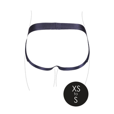 Shots Ouch Vibrating Strap On Panty Harness W/open Back - Black Xs/s - SexToy.com