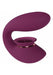 Purple silicone rechargeable vibrator with suction cup and textured stimulation surface, ergonomic curved design.