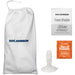 Doc Johnson branded white storage bag, care guide booklet, Vac-U-Lock suction cup, and Vac-U powder packet displayed on white background.