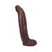 Chocolate-colored lifelike 13-inch ULTRASKYN dildo with textured veins and suction cup base.