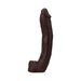 Chocolate-colored lifelike dual-density silicone dildo with textured veins and removable suction cup base.