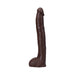 Dark brown lifelike 11-inch ULTRASKYN dildo with realistic texture and Vac-u-lock base for harness compatibility.