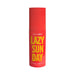 Red bottle of Simply Sexy Lazy Sunday pheromone body mist with bold yellow text on white background