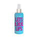 Blue bottle of Simply Sexy Let's Lock Lips pheromone body mist with pink bold text and white spray top