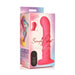 Packaging of Simply Sweet pink ribbed silicone dildo with remote control and colorful donut illustrations on the side.