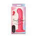 Packaging of Simply Sweet pink ribbed silicone dildo with remote control and powerful vibration feature.