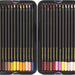 Set of 24 skin tone colored pencils in a black tin with a range of natural and vibrant shades for drawing and coloring.