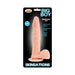 Beige 7.5-inch realistic dildo with suction base in black Skinsations packaging.