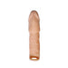 Realistic skin-toned extension sleeve with detailed texture and scrotum strap, 6.5 inches long.