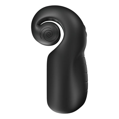 Sleek black Snail Vibe Evo with ergonomic curved design and spiral detail for targeted male stimulation.