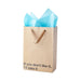 Kraft gift bag with brown ribbon handles and blue tissue paper, printed with "If you don't like it, I'll take it" text.