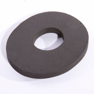 Black large circular foam base stabilizer with a central hole for enhancing strap-on dildo stability.