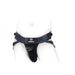 Black SpareParts Deuce Male Harness Magnum size B displayed on mannequin with adjustable straps and dual openings.