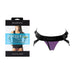 Purple Joque Cover double strap underwear harness by SpareParts with black adjustable waistband and packaging box shown.