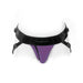 Purple nylon Joque Cover underwear harness with black adjustable double straps and SpareParts logo on waistband.
