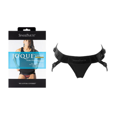 SpareParts Joque Cover double strap black nylon underwear harness with adjustable side buckles and packaging box.