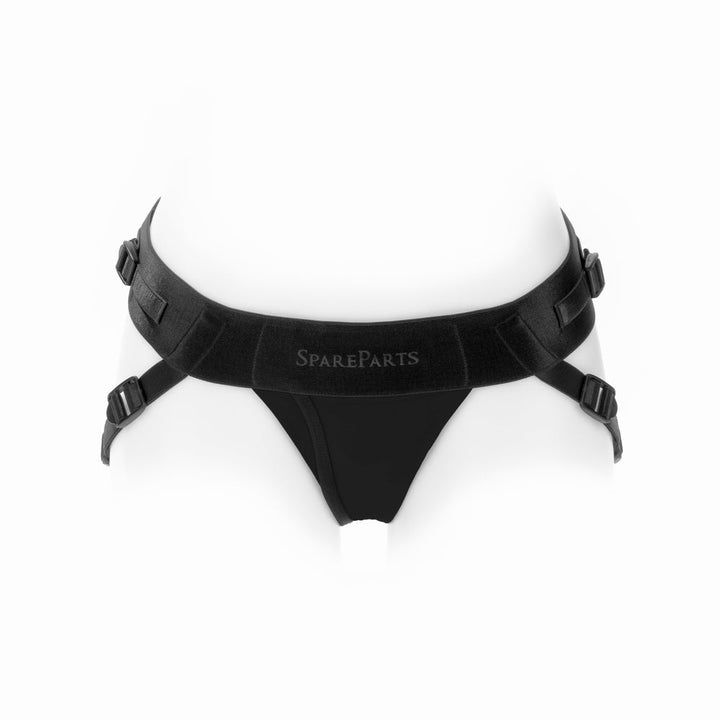 Black SpareParts Joque Cover double-strap nylon harness with adjustable side buckles and low-profile waistband.