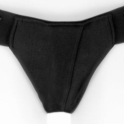 Black double-strap nylon SpareParts Joque Cover underwear harness with a sleek, low-profile design.