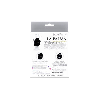 Packaging of Spareparts La Palma black left-hand glove harness with product details and usage instructions.