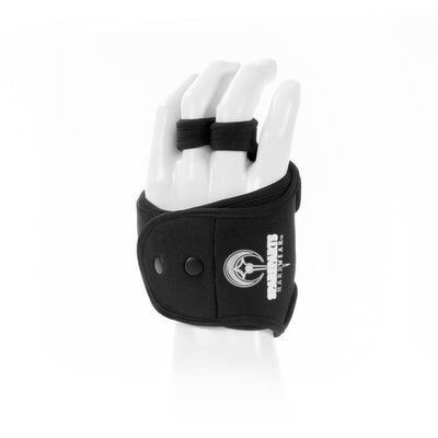 Black Spareparts La Palma right-hand glove harness with adjustable straps on white mannequin hand.