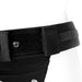 Close-up of black Spareparts Theo Cover Underwear Harness single strap with Velcro and snap closure on white mannequin.