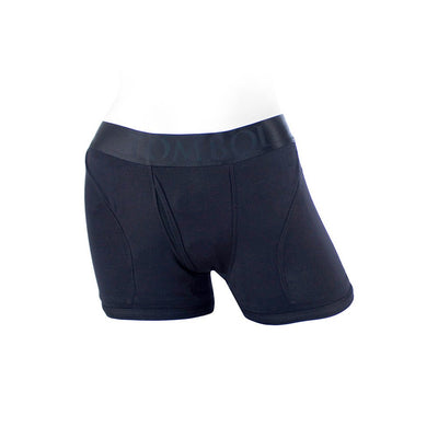 Black Spareparts Tomboii Rayon boxer briefs with a smooth waistband and athletic cut on a white mannequin.
