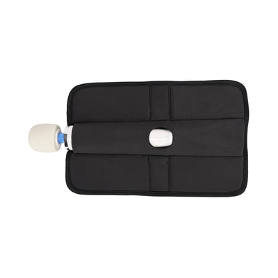 Black Sportsheets Pivot 3-in-1 Play-pad with attached white wand vibrator, designed for versatile positioning and hands-free use.