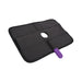 Black Sportsheets Pivot 3-in-1 Play-pad with central hole and purple bullet vibrator attached for versatile positioning.