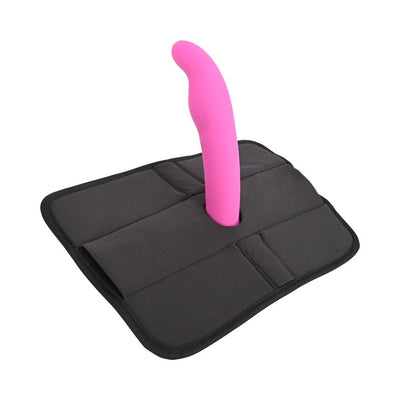 Black Sportsheets Pivot 3-in-1 Play-pad with a pink curved silicone insert, designed for versatile toy positioning and support.
