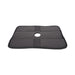 Black rectangular padded play-pad with a central circular cutout and stitched edges for versatile toy compatibility.