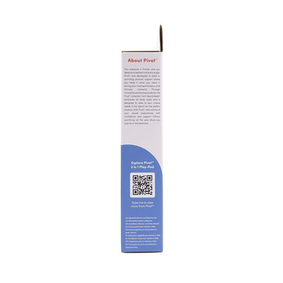Side view of Sportsheets Pivot 3 In 1 Play-pad packaging with product information and QR code on white background.