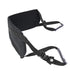 Black padded doggie strap with adjustable handles and plastic grips for comfort and secure hold